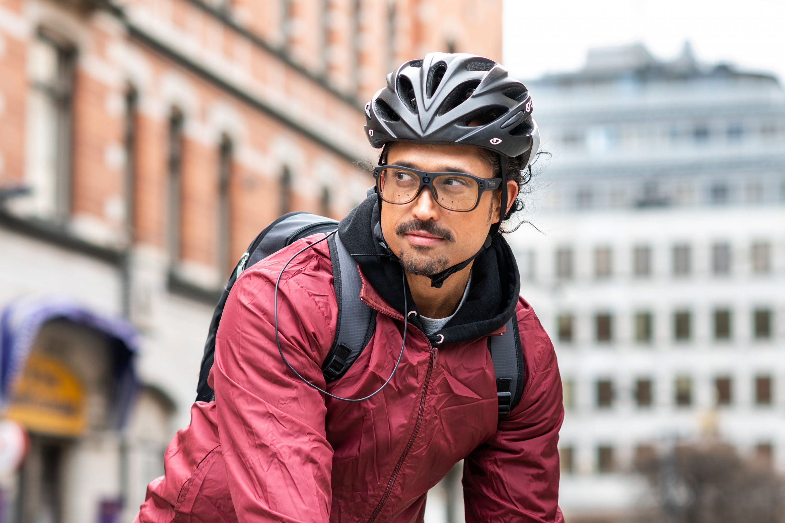 man wearing new tobii eye tracking glasses