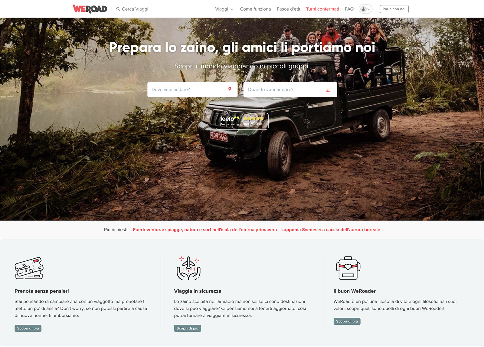 weroad landing page website