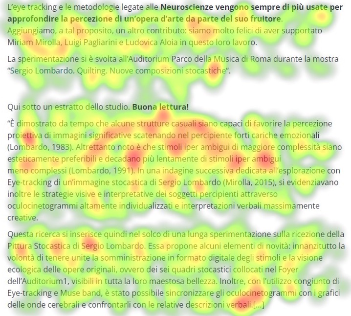 modalità di lettura commitment pattern con heatmap e eye tracking