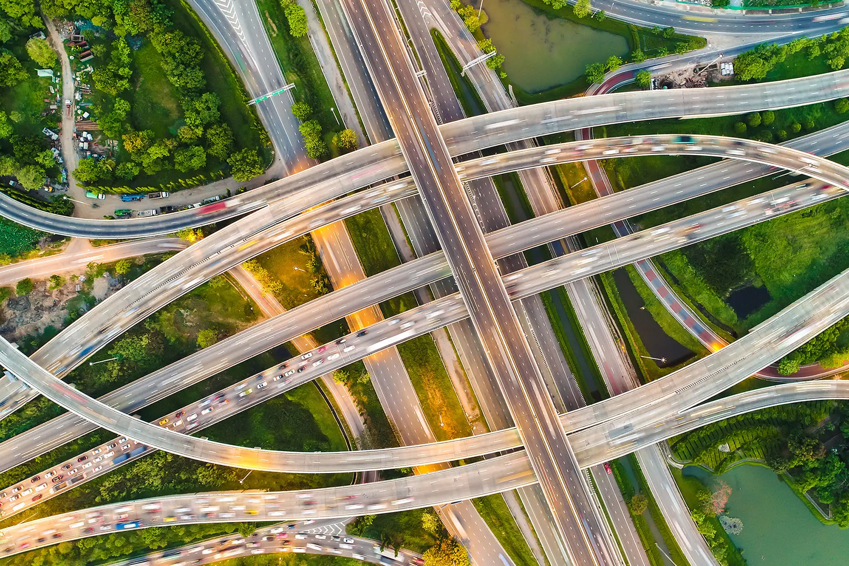 Expressway transport traffic road with vehicle movement logistic concept aerial view