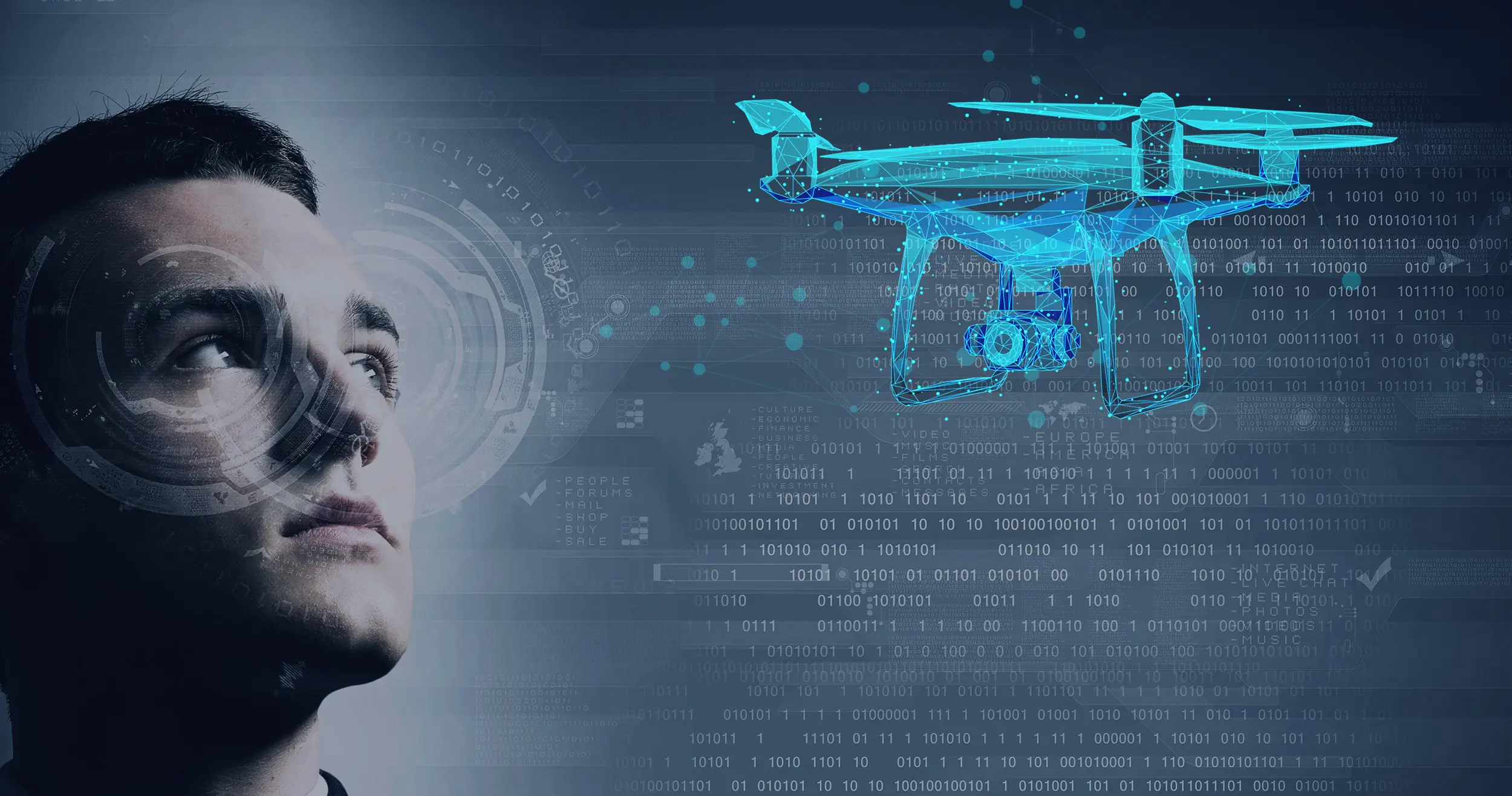 man controls drone with eye tracking